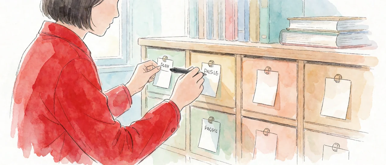 Putting a name label on each drawer.